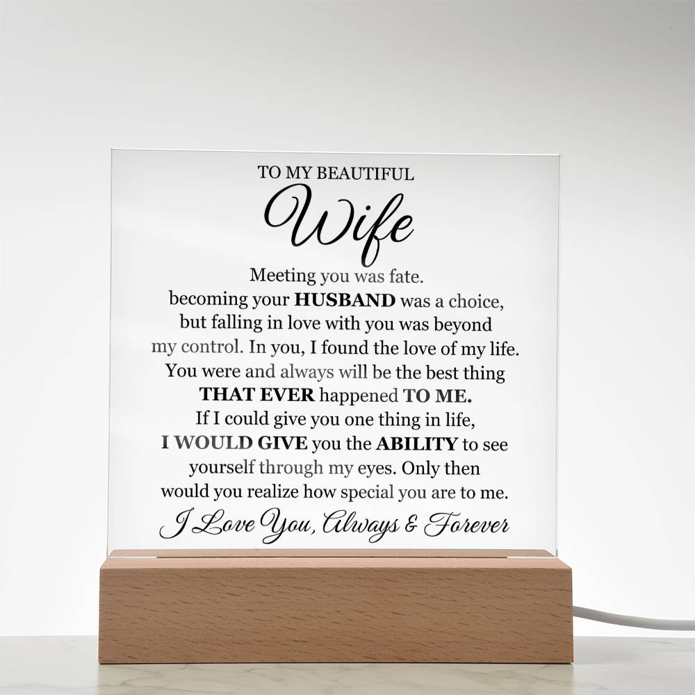 To My Beautiful Wife Printed - Acrylic Plaque Gift Set