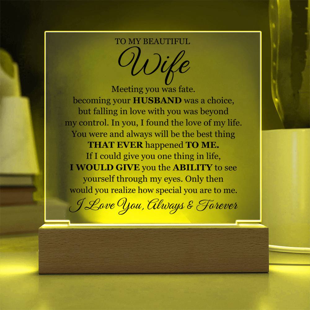To My Beautiful Wife Printed - Acrylic Plaque Gift Set